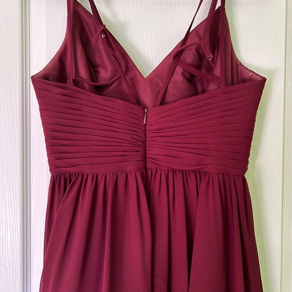 Women's Red Wine Color Bridesmaid Dress - Picture 2 of 5
